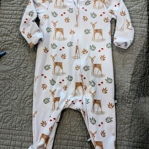 Caden Lane White One Piece with Deer and Leaf Print